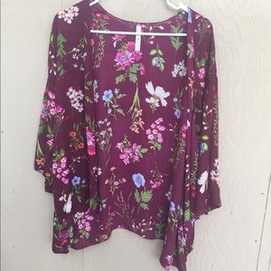 Last one! Maroon floral print kimono Last One!!